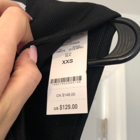 NWT Black Bebe Bodycon Dress With Sheer Train - Picture 5 of 8